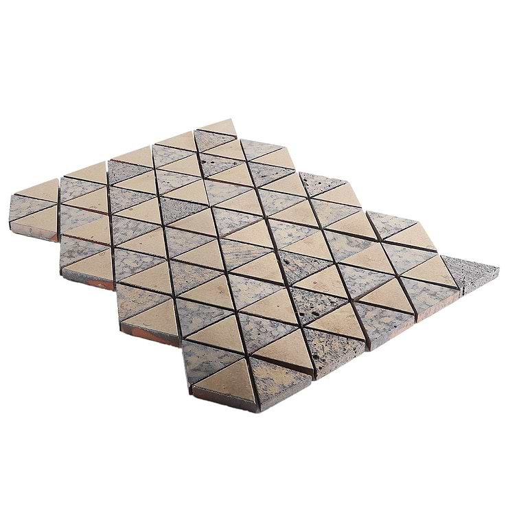 Magma Triangles Bronze 2" Polished Lava Stone Mosaic Tile