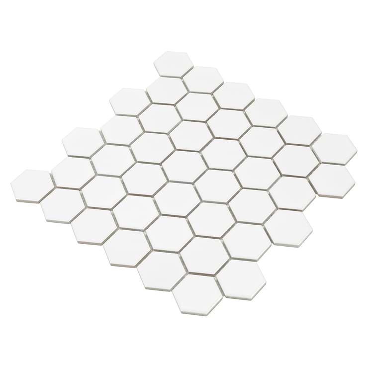 Serenity White 2" Hexagon Matte Porcelain Mosaic Tile