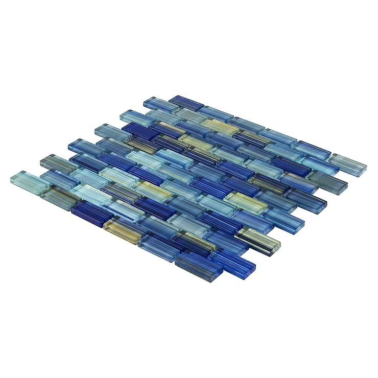 Watercolors Blue 1x2 Glass Brick Mosaic