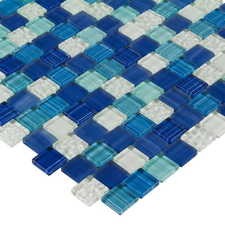Watercolors Seastone Blue 1x1 Glass Mosaic