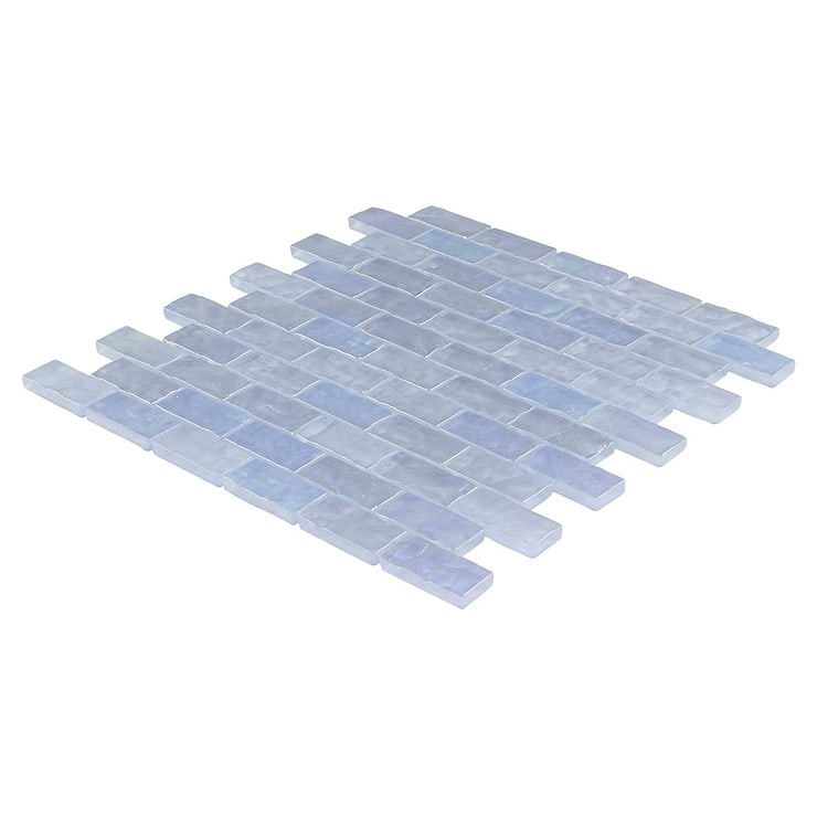 Watercolors Iridescent Light Blue 1X2 Brick Glass Mosaic