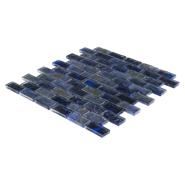 Watercolors Iridescent Portage Blue 1X2 Brick Glass  Mosaic