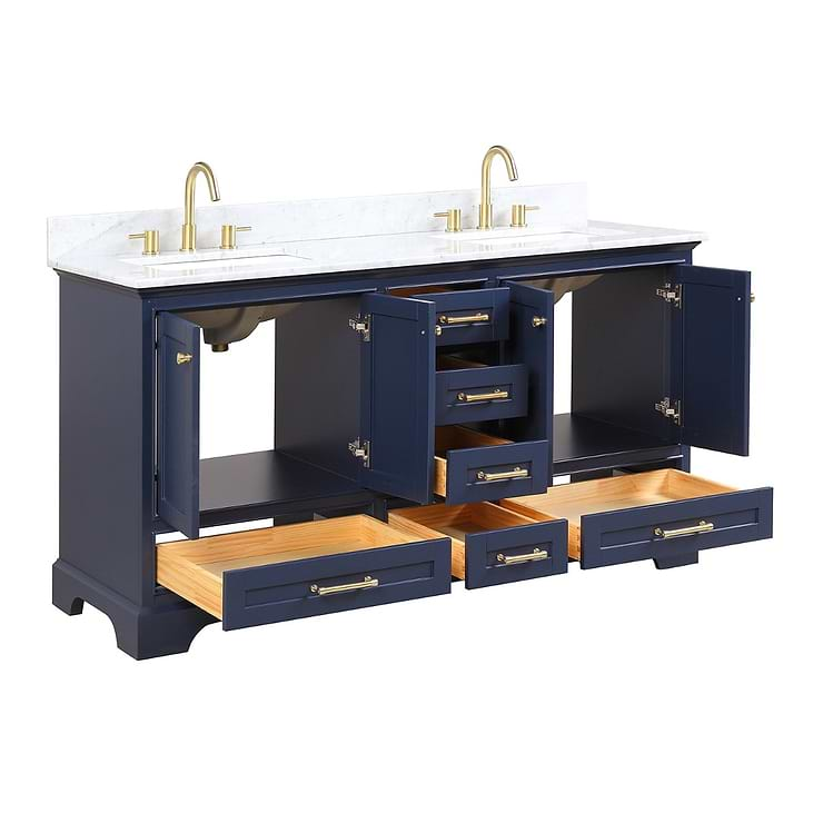 Glendale 60'' Blue Vanity And Marble Counter