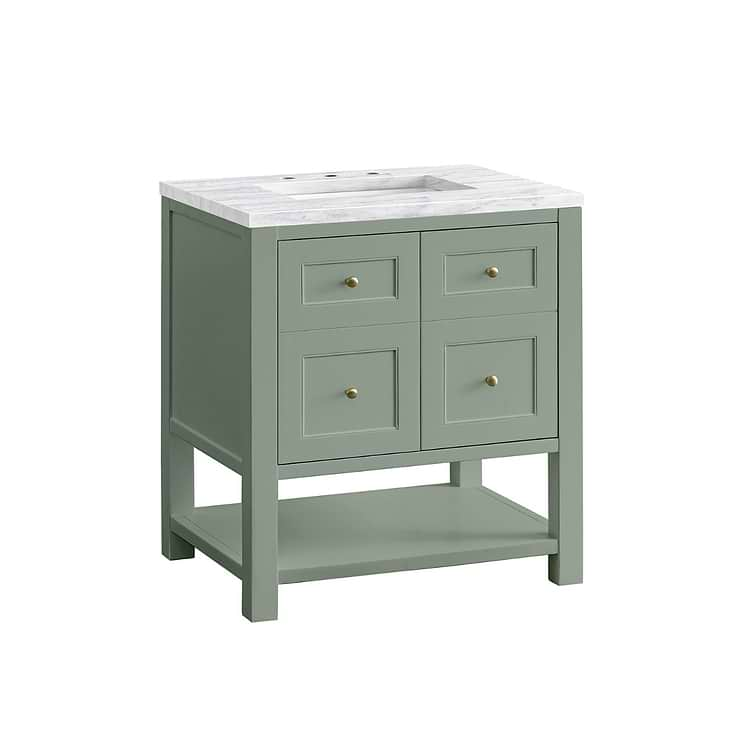 James Martin Vanities Breckenridge Smokey Celadon Green 30" Single Vanity with Arctic Fall Solid Surface Top