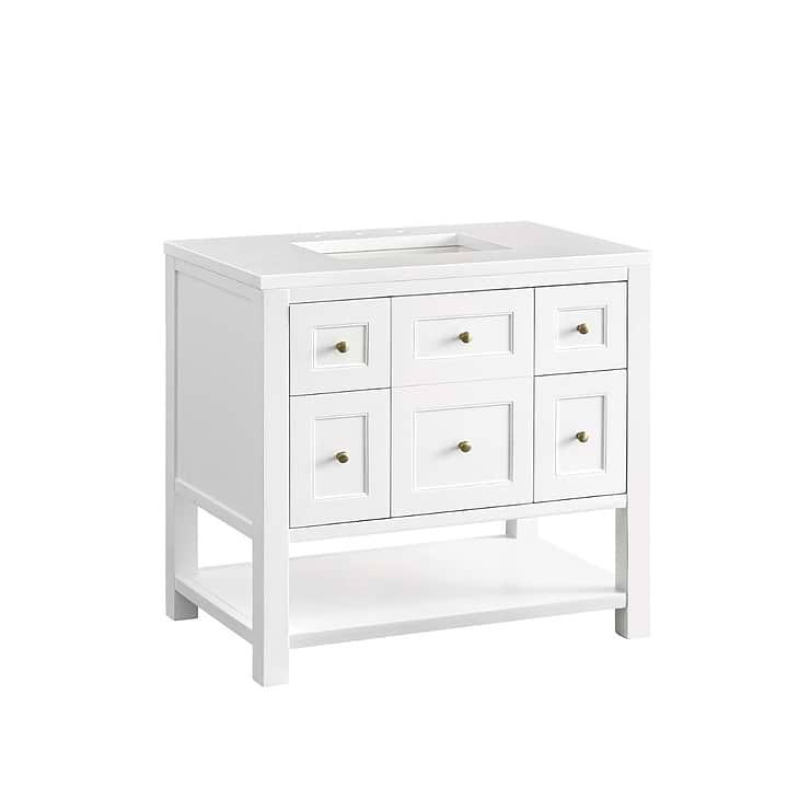 James Martin Vanities Breckenridge Bright White 36" Single Vanity with White Zeus Quartz Top