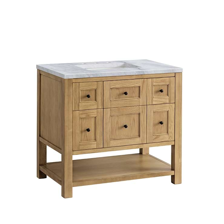 James Martin Vanities Breckenridge Light Natural Oak 36" Single Vanity with Carrara Marble Top