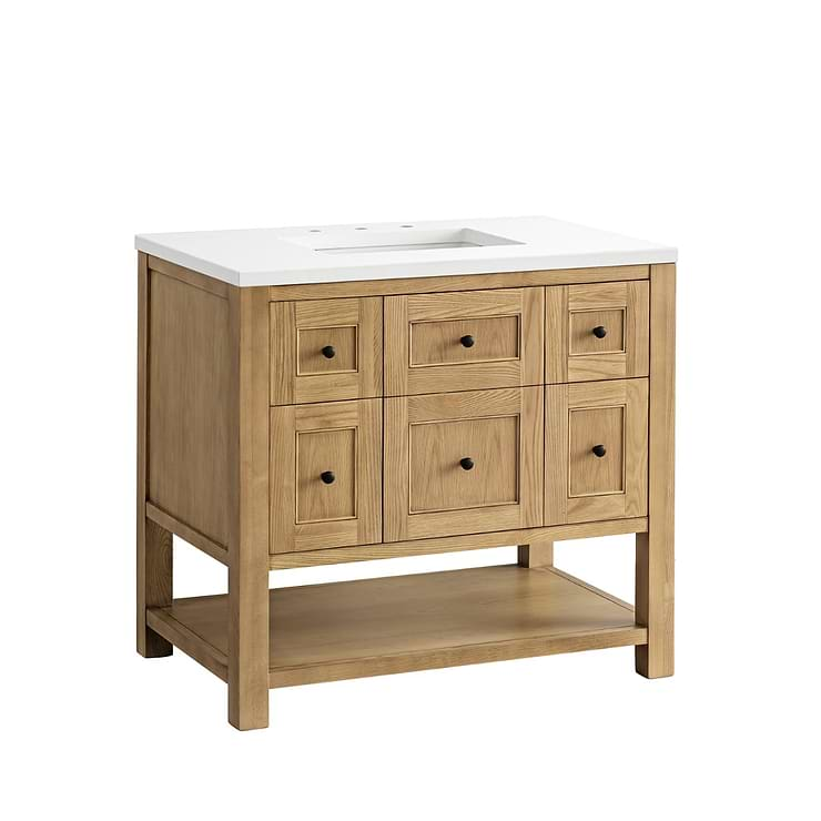 James Martin Vanities Breckenridge Light Natural Oak 36" Single Vanity with White Zeus Quartz Top