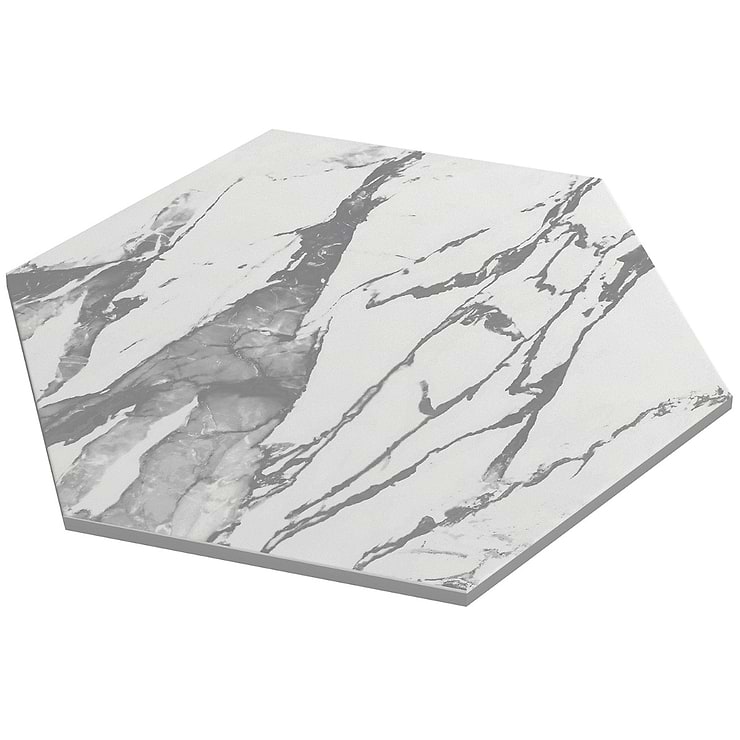 Calacatta Gray 10" Hexagon Matte Porcelain Tile