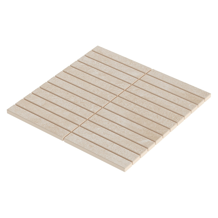 Era Crema Beige 1x6 Stacked Limestone Look Matte Porcelain Mosaic Tile