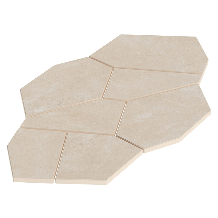 Era Crema Beige Organic Pattern Limestone Look Matte Porcelain Mosaic Tile