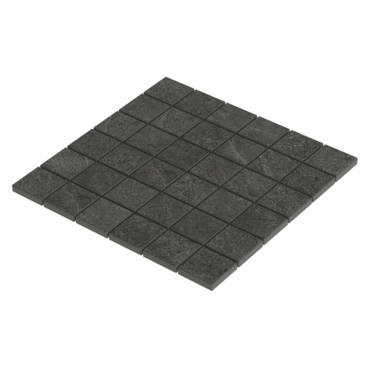 Era Charcoal Black 2x2 Limestone Look Matte Porcelain Mosaic Tile