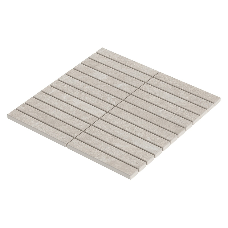 Era Linen White 1x6 Stacked Limestone Look Matte Porcelain Mosaic Tile