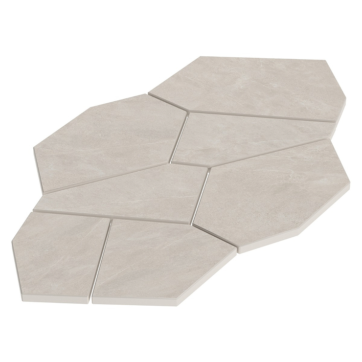 Era Linen White Organic Pattern Limestone Look Matte Porcelain Mosaic Tile