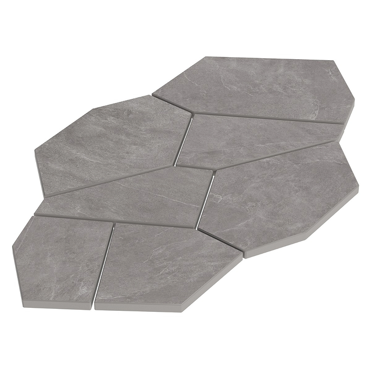 Era Slate Gray Organic Pattern Limestone Look Matte Porcelain Mosaic Tile