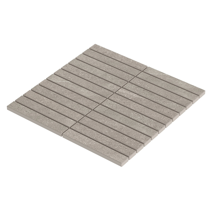 Era Silver Gray 1x6 Stacked Limestone Look Matte Porcelain Mosaic Tile