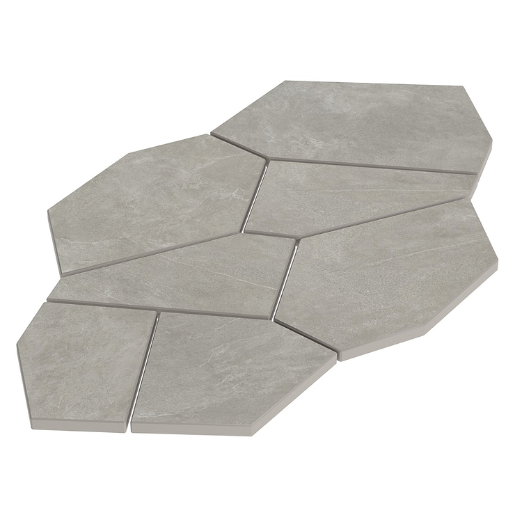 Era Silver Gray Organic Pattern Limestone Look Matte Porcelain Mosaic Tile