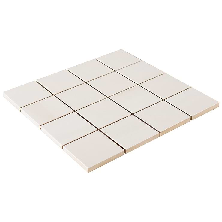 Minera Dolomite Warm White 3" Square Marble Look Polished Porcelain Mosaic Tile