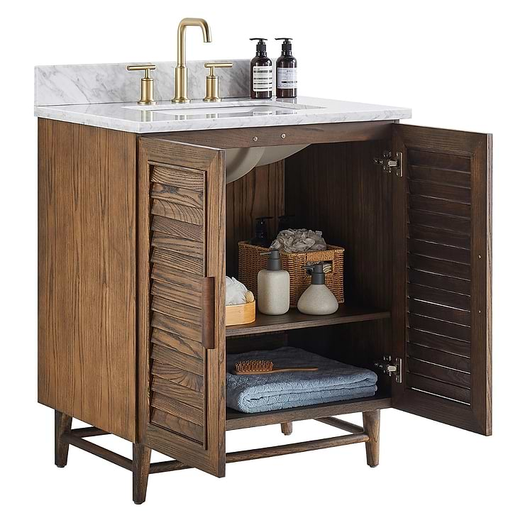 Lowell Dark Walnut 30" Single Vanity with Carrara Marble Top