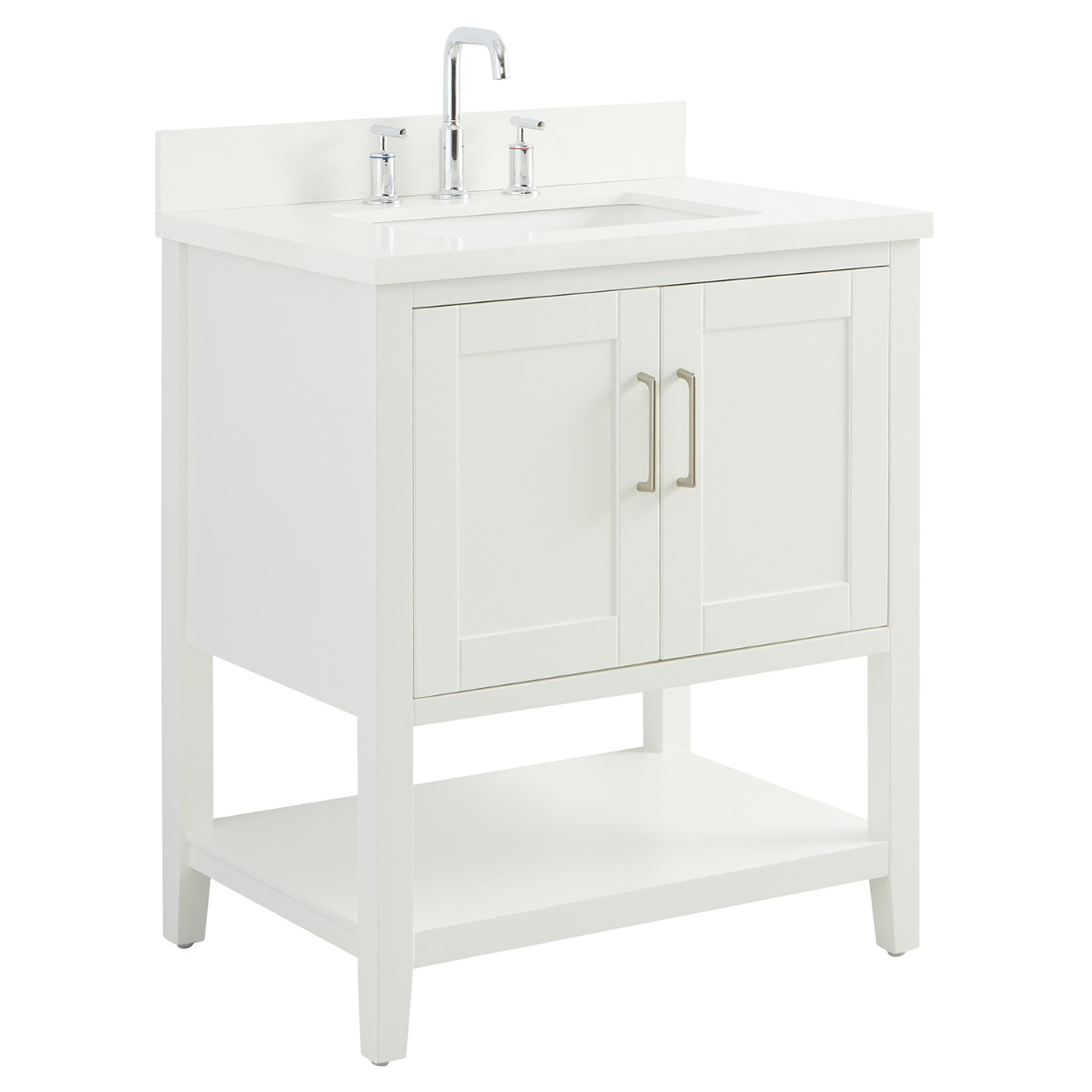 Sheraton 30" White Vanity with Pure White Quartz Top and Ceramic Basin