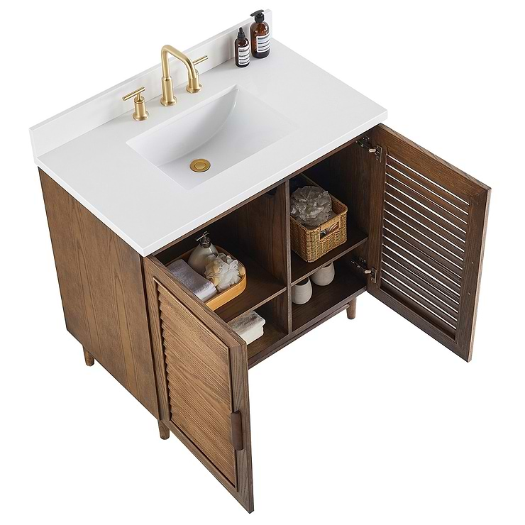 Lowell Dark Walnut 36" Single Vanity with Pure White Quartz Top