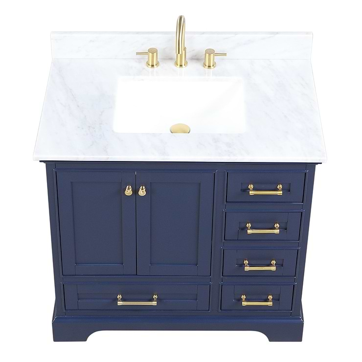 Glendale 36'' Blue Vanity And Marble Counter