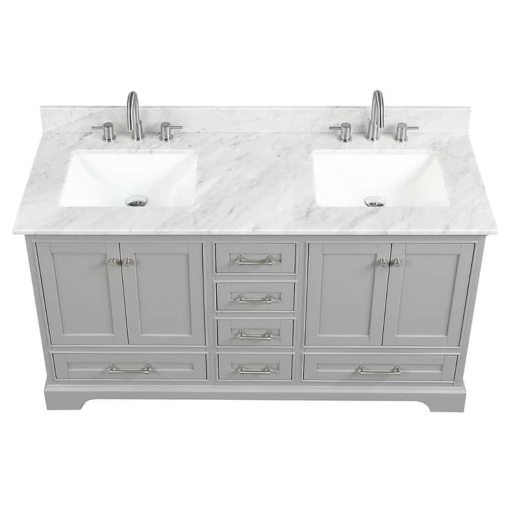 Glendale 60'' Gray Vanity And Marble Counter