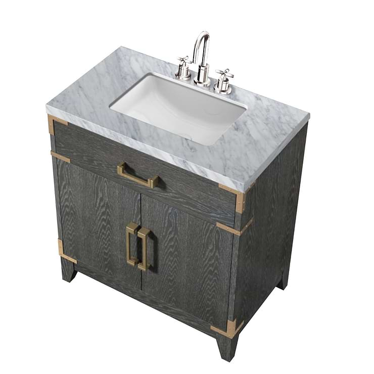 Aiden Black Oak 30" Single Vanity with Carrara Marble Top