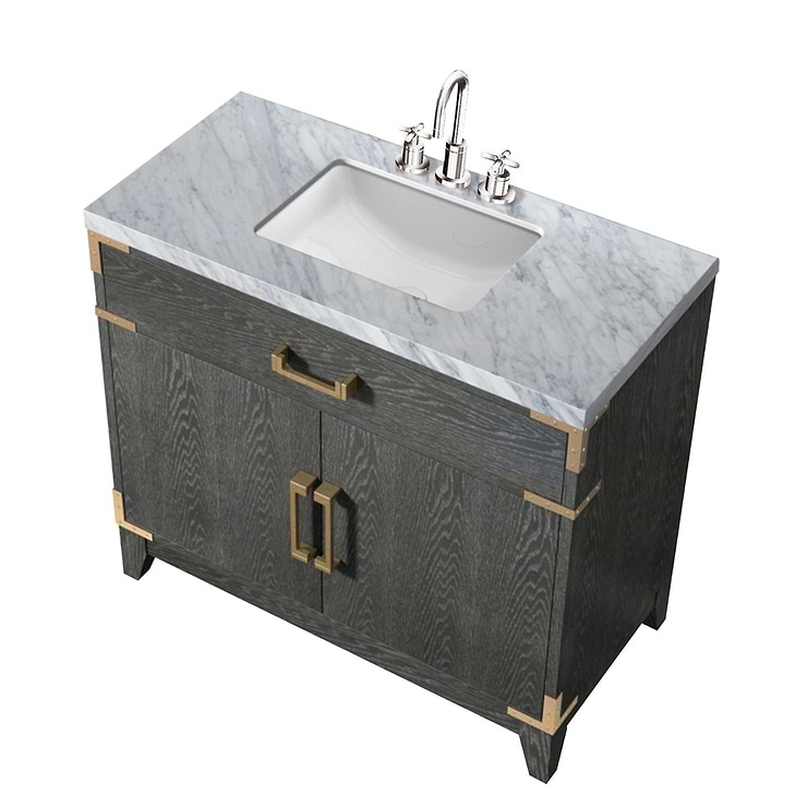 Aiden Black Oak 36" Single Vanity with Carrara Marble Top