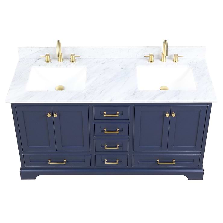 Glendale 60'' Blue Vanity And Marble Counter