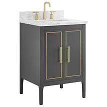 Province Charcoal and Gold 24" Single Vanity with Carrara Marble Top