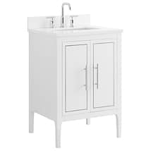 Province White and Silver 24" Single Vanity with Pure White Quartz Top