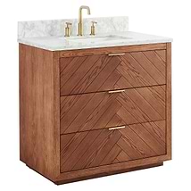 Marilyn 36" Woodgrain Vanity with Carrara Marble Top and Ceramic Basin