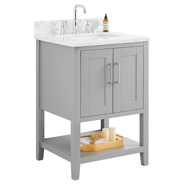 Sheraton 24" Gray Vanity with Carrara Marble Top and Ceramic Basin