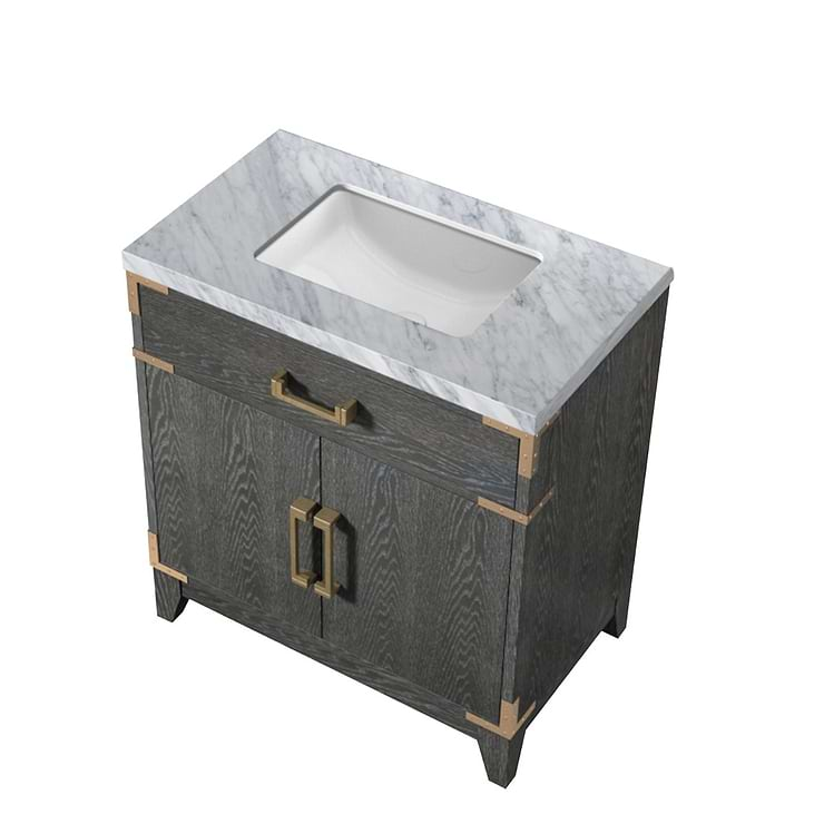 Aiden Black Oak 30" Single Vanity with Carrara Marble Top