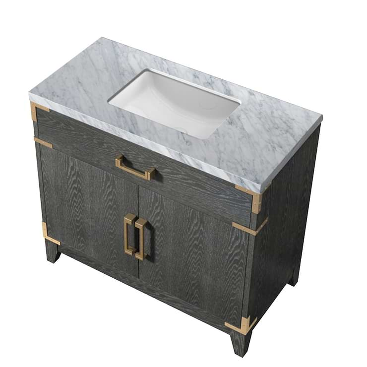 Aiden Black Oak 36" Single Vanity with Carrara Marble Top