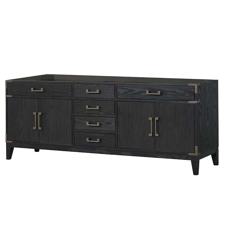 Aiden Black Oak 84" Double Vanity with Carrara Marble Top