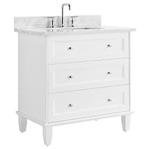 Nora 36" White Vanity with Carrara Marble Top and Ceramic Basin