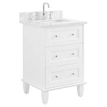 Nora 24" White Vanity with Carrara Marble Top and Ceramic Basin