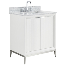 Bungalow White and Silver 30" Single Vanity with Carrara Marble Top