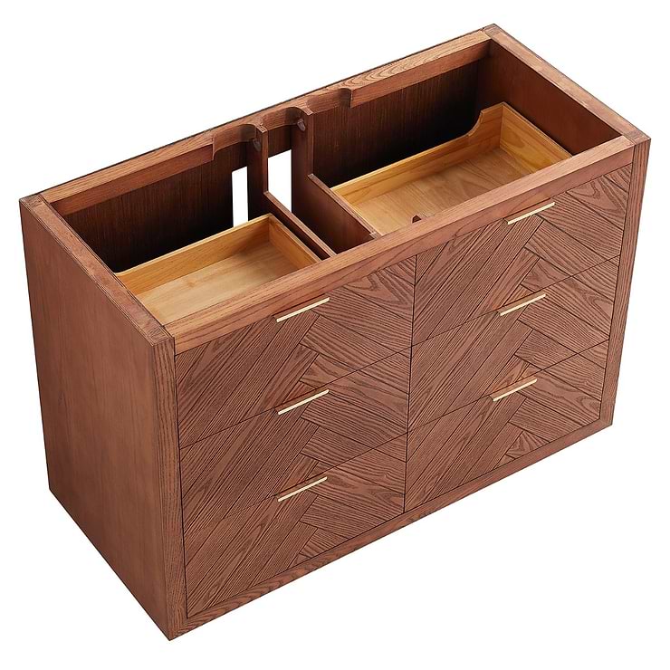 Marilyn 48" Woodgrain Vanity with Pure White Quartz Top and Ceramic Basin