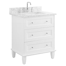 Nora 30" White Vanity with Carrara Marble Top and Ceramic Basin