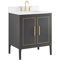 Province Charcoal and Gold 30" Single Vanity with Pure White Quartz Top