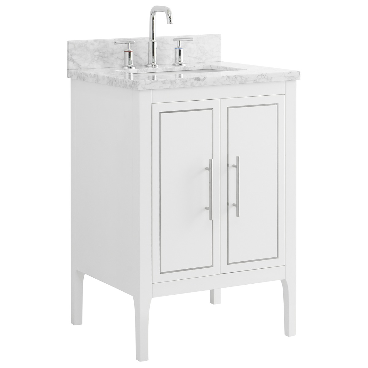 Province White and Silver 24" Single Vanity with Carrara Marble Top 