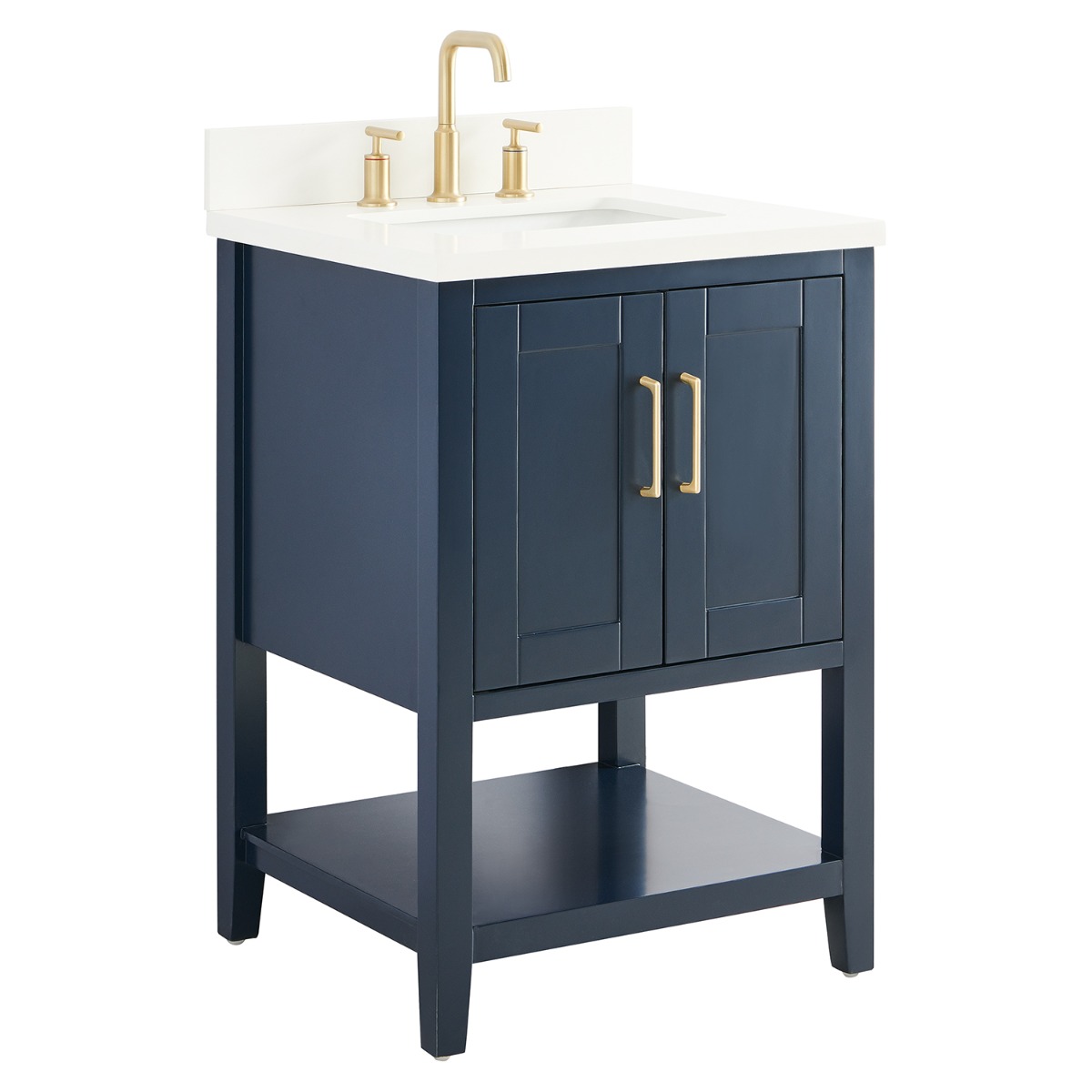 Sheraton 24" Navy Vanity with Pure White Quartz Top and Ceramic Basin