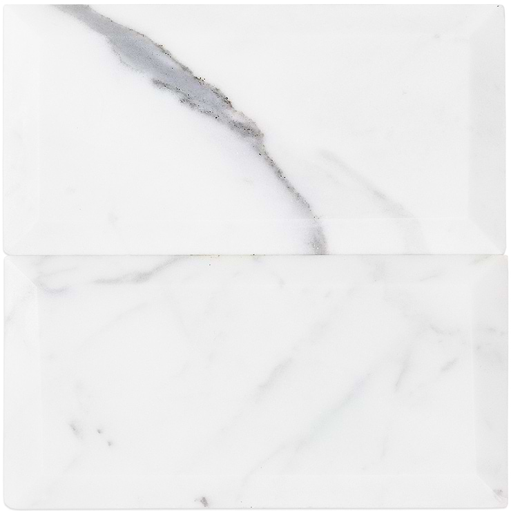 Calacatta 3x6 Beveled Polished Marble Tile