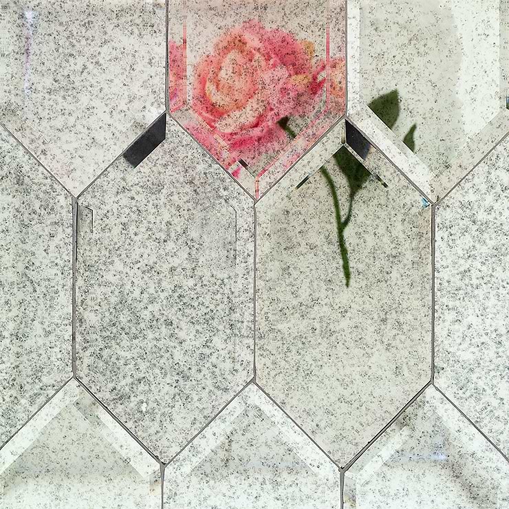 Beveled Paris Gray Hexagon Antique Mirror Tile
