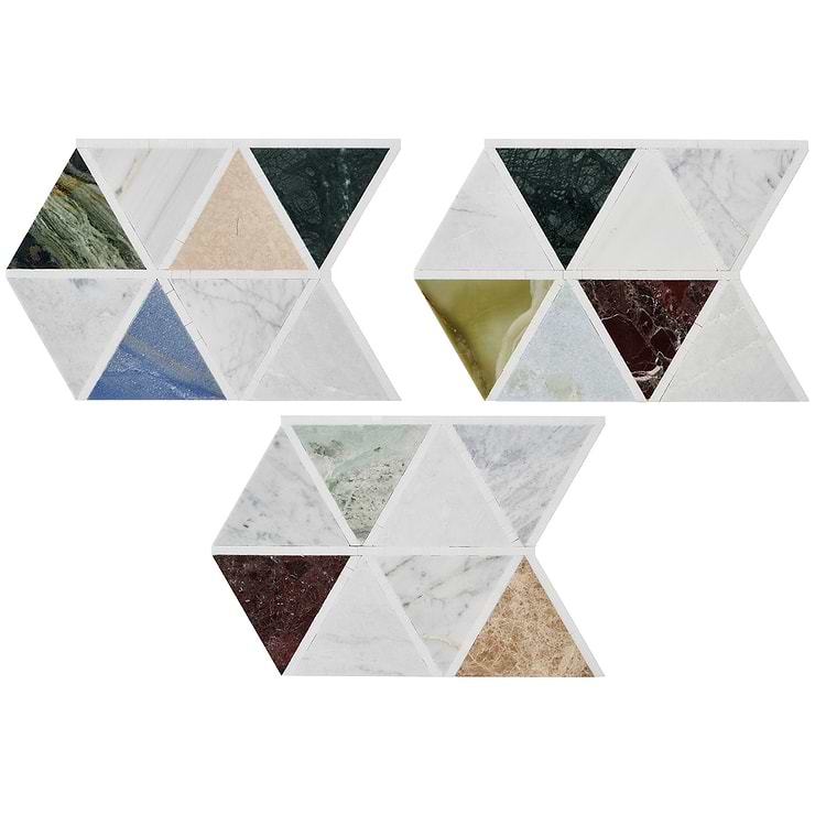 Valerie Multicolor 6" Triangle Polished Marble Mosaic Tile