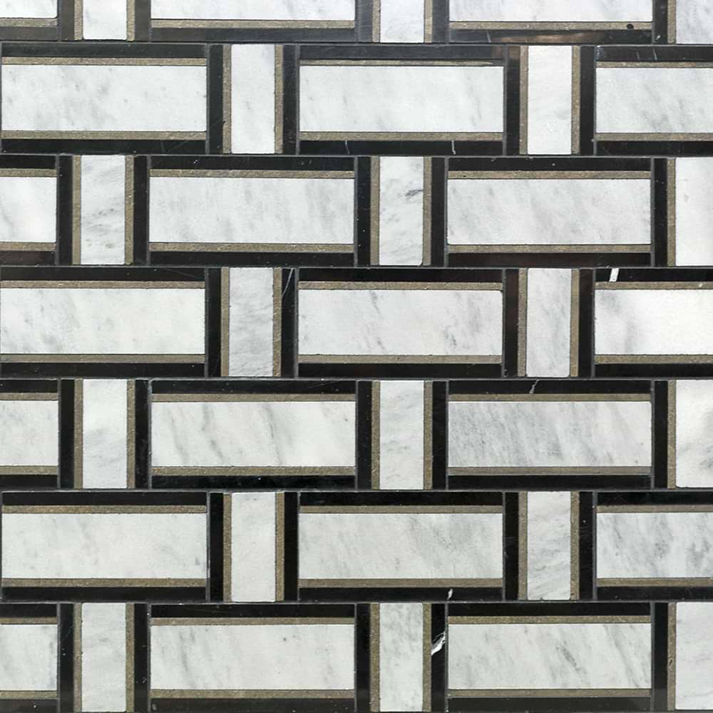 Esplanade Cindersmoke Polished Marble Mosaic Tile