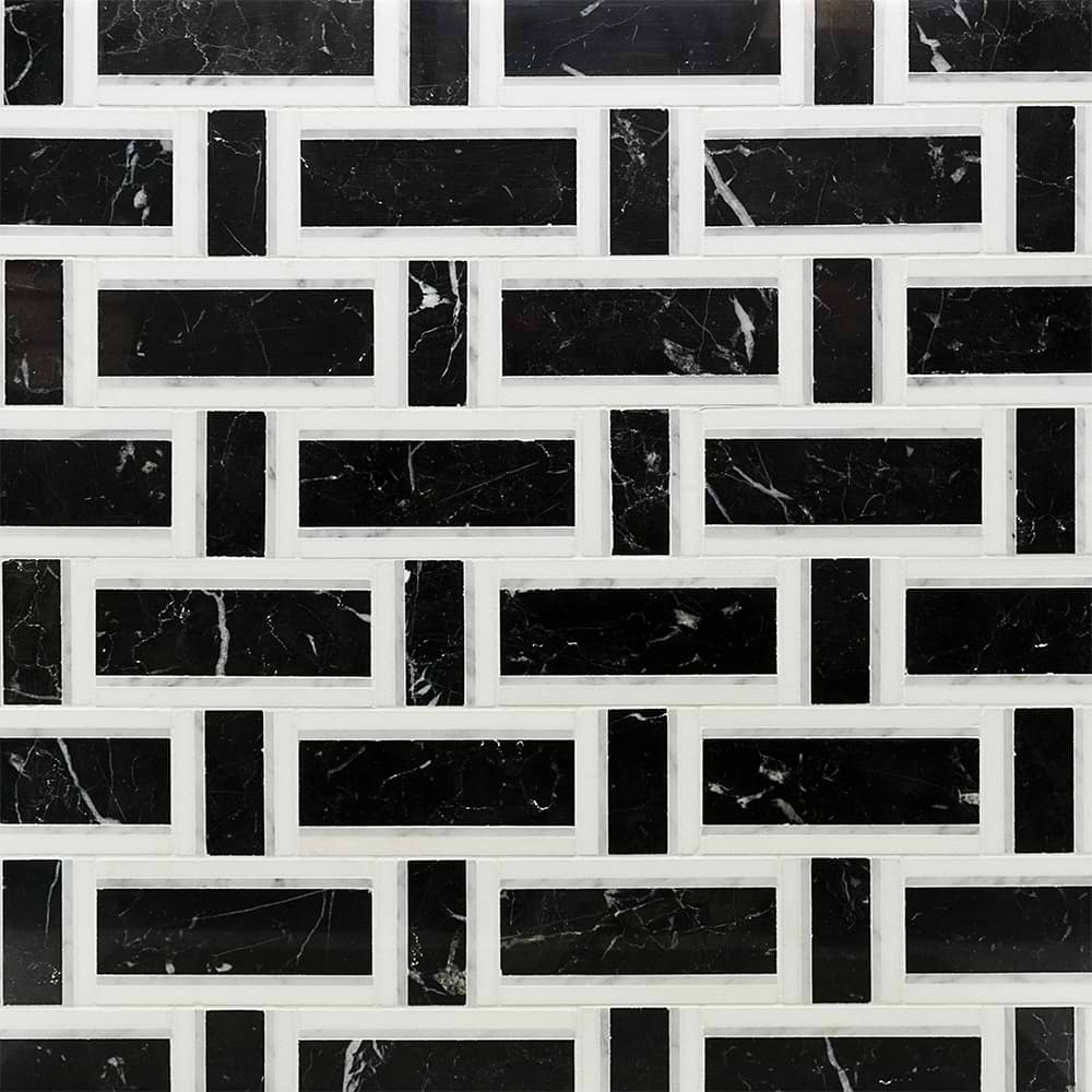 Esplanade Black Beauty Polished Marble Mosaic Tile