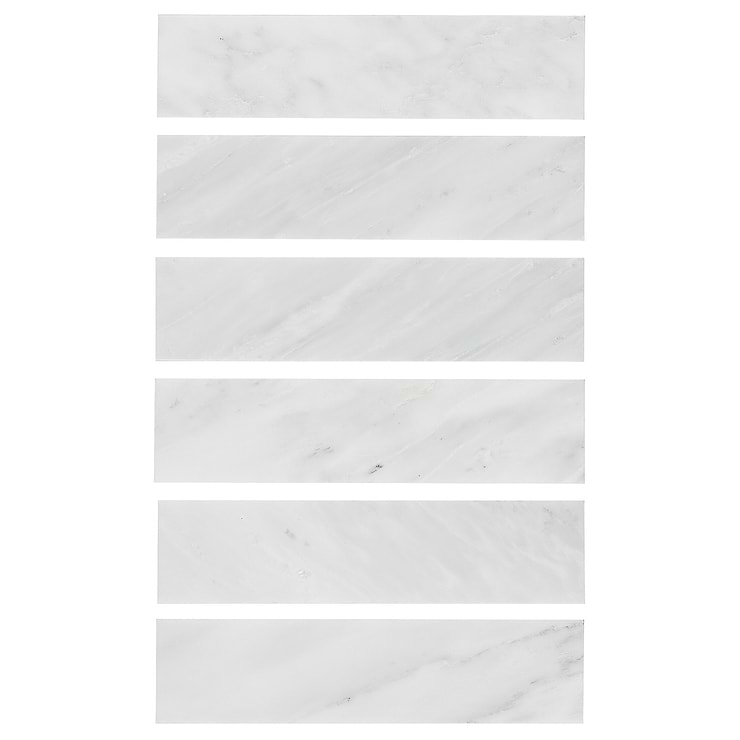 Brushed Stone Asian Statuary White 2x8 Brushed Marble Subway Tile